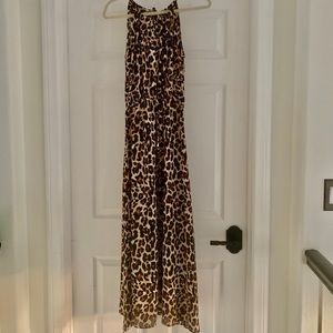 Veronica M Leopard Print Halter Maxi Dress